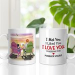 Personalizzato I Met You I Love You Coppia beve guardando il tramonto Tazza in ceramica bianca Regalo per il fidanzato Maniglia di tipo C