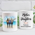 Taza de cerámica blanca arco iris personalizada Madre e hijas unidas para siempre Regalo para mamá