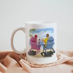 Gepersonaliseerde I Met You I Love You Romantisch Paar Zittend Strand Wit Keramisch Mok Cadeau voor Haar voor Kantoor en Thuis