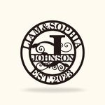 Personalized Family Name Initial Sign Metal Wall Art Decoroation for Indoor and Outdoor