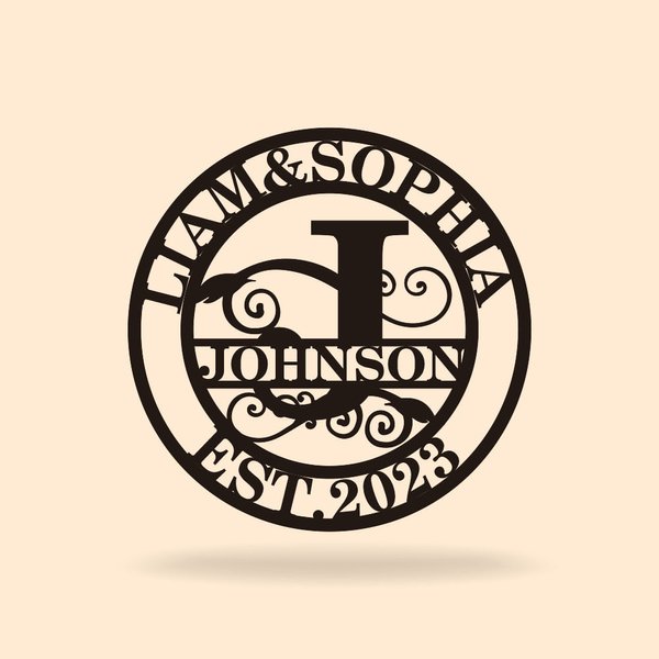 Family Initial Metal Wall Art for Indoor/Outdoor