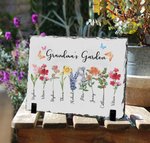 Personalized Birth Flower Family Names Rock Slate Frame for Mother Grandmother Gift