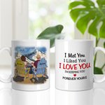 Personalized Love Couple Sitting on Chairs Together Forever Yours Enjoy the View White Ceramic Mug Anniversary Gifts for Couples Coffee Mug