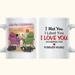 Personalizzato I Met You I Love You Coppia beve guardando il tramonto Tazza in ceramica bianca Regalo per il fidanzato Maniglia di tipo C