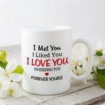 Personalizzato I Met You I Love You Coppia beve guardando il tramonto Tazza in ceramica bianca Regalo per il fidanzato Maniglia di tipo C