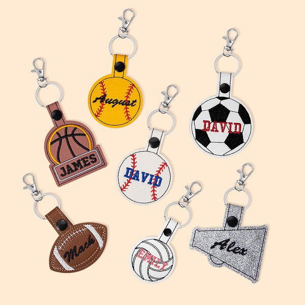 Personalisierte Stickerei Sport Tasche Tag Fußball Tag Basketball Tag Baseball Tag Schlüsselanhänger Namensschilder Mittagessen Perfektes Team Geschen