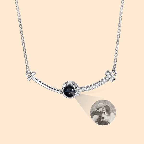 Gepersonaliseerde glimlach projectie foto Sterling zilveren ketting met kubieke zirkoon verjaardag Moederdag cadeau voor haar