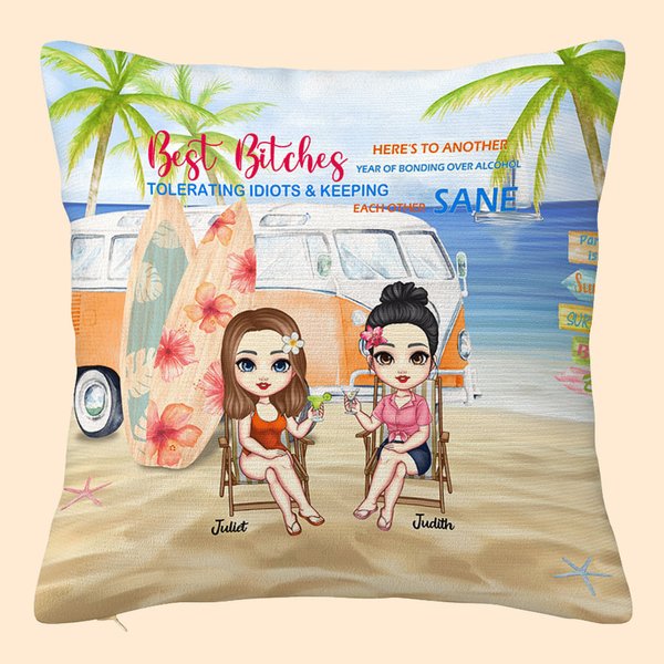 Personalizzato Surf Summer Landscape Seaside Best Friends Sisters Throw Pillow Cover Anniversary Bedroom Decor