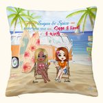 Personalised Sisters Forever Love We Are Sugar and Spice Summer Beach Throw Pillow Cover Best Friend Gift for Living Room