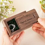Personalized Wooden Wedding Ring Box for Proposal Engagement Anniversary Wedding Ceremony Ring Holder Rustic Moss Wedding Ring Box Couples Newlyweds