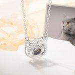Collar personalizado con foto de proyección de gato y I Love You en 100 idiomas Joyas para amantes de los gatos