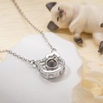 Collar personalizado con foto de proyección de gato y I Love You en 100 idiomas Joyas para amantes de los gatos