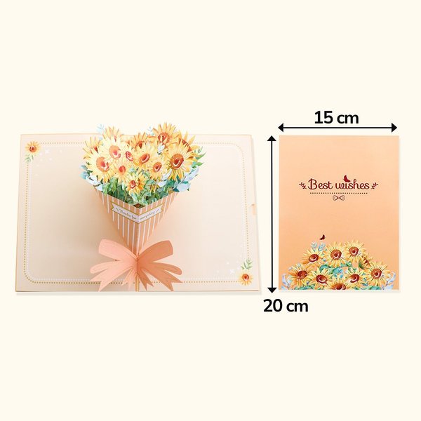 Personalisierte 3D-Blumen-Grußkarte, Nelke, Sonnenblume, Muttertag, Lehrertag, Geschenk