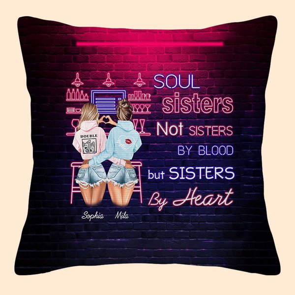 Personalizzato Non sorelle di sangue, ma sorelle di cuore Migliori amiche al bar Copri cuscino regalo per amico Divano Decor