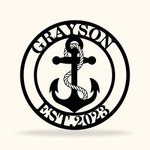 Personalized Nautical Metal Anchor Name Sign for Navigator Fisherman Captain