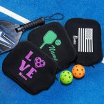 Personalised Pickleball Paddle Cover Black Paddle Cover with A Mesh Pocket for Beginners to Professionals