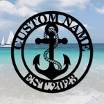 Personalized Nautical Metal Anchor Name Sign for Navigator Fisherman Captain