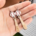 Personalized Wood Baseball Softball Sport Dangle Earrings with Engraved Name Birthday for Sports Players Fans