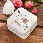 Boîte à Bijoux Personnalisée avec Nom et Motif de Constellation Florale Accessoire Portable Cadeau Anniversaire pour Femme