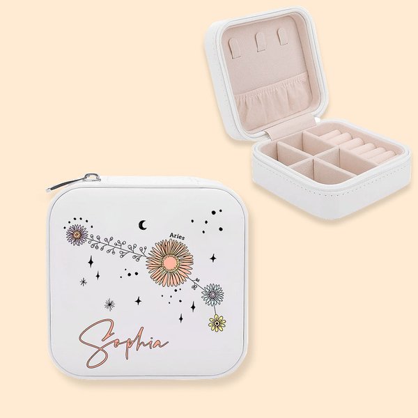 Personalisierte Sternzeichen Blumenkonstellationen Schmuckschatulle Geburtstagsgeschenke für Frau