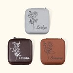 Boîte à Bijoux Personnalisée avec Nom et Fleur de Naissance Cadeau Anniversaire Voyage Fête pour Mariée Demoiselle d'Honneur