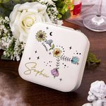 Boîte à Bijoux Personnalisée avec Nom et Motif de Constellation Florale Accessoire Portable Cadeau Anniversaire pour Femme
