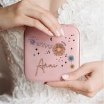 Boîte à Bijoux Personnalisée avec Nom et Motif de Constellation Florale Accessoire Portable Cadeau Anniversaire pour Femme