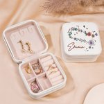 Boîte à Bijoux Personnalisée avec Nom et Motif de Constellation Florale Accessoire Portable Cadeau Anniversaire pour Femme