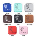 Boîte à Bijoux Personnalisée avec Nom et Fleur de Naissance Cadeau Anniversaire Voyage Fête pour Mariée Demoiselle d'Honneur