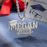 Personalised Bachelor Cap Men's Name Necklace with Year Graduation Keepsake Gift for Class of 2025 Graduates