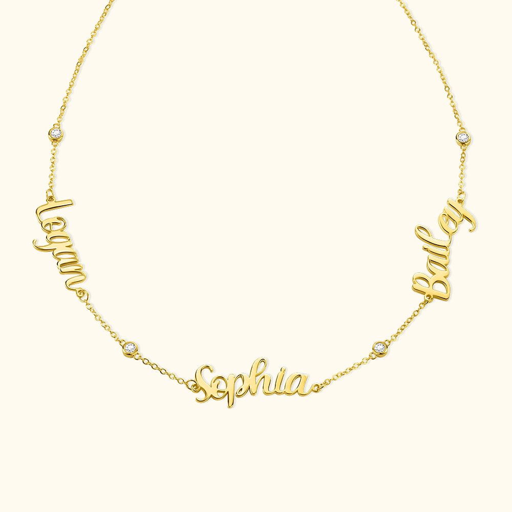 Collier Chaine Prénom Personnalisé en Zircon Incrusté Cadeau Anniversaire Fête des Mères pour Maman