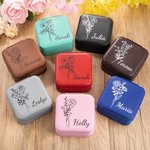 Boîte à Bijoux Personnalisée avec Nom et Fleur de Naissance Cadeau Anniversaire Voyage Fête pour Mariée Demoiselle d'Honneur