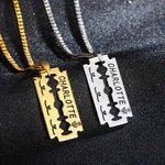 Henkilökohtainen Punk Rock Style Razor Blade Charm Miesten kaulakoru isälle poikaystävä korut lahja
