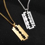 Henkilökohtainen Punk Rock Style Razor Blade Charm Miesten kaulakoru isälle poikaystävä korut lahja