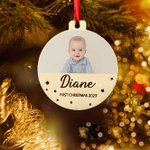 Personalisierte Baby's First Christmas Holzkugel mit Foto