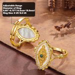 Personalized Natural Mother of Pearl Base Lace Vintage Style Adjustable Ring with Birthstone