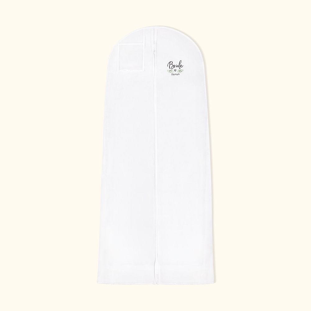 Sac à vêtements de mariage personnalisé avec nom pour Bride Bridesmaid Bridal Shower Engagement Wedding Party Breathable 70" (Branche d'olivier)