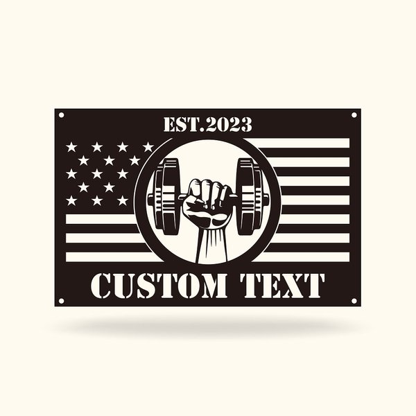 Personlig metall gymskylt hantel hem gym skylt väggdekor