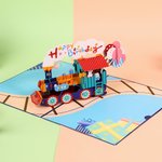 Personalized 3D Number Cake Train Music Greeting Card for Family or Friends Birthday Congratulate
