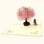 Día de San Valentín Personalizada Tarjeta de Aniversario Bendición de Pareja Tarjeta de Felicitación Creativa 3D Romántico Árbol de Cerezos en Flor Pa