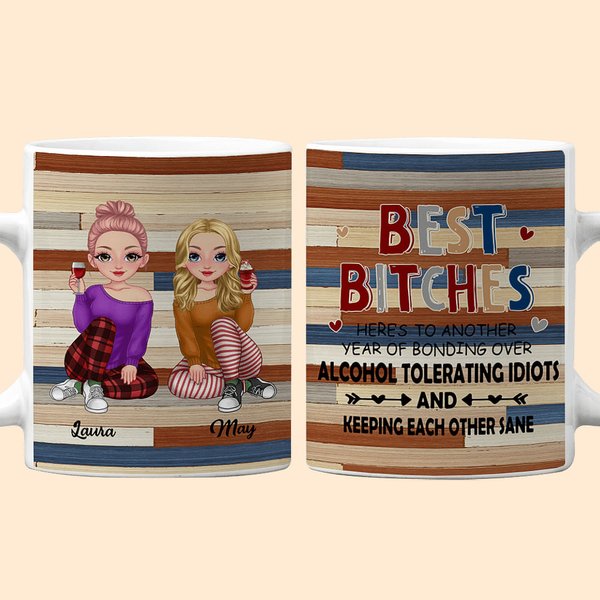 Gepersonaliseerde Funny Best Bitches Sisters Wit Keramische Mok Geschenken voor Vriendin Koffiemok