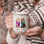 Tasse en Céramique Personnalisée avec Nom Motif de Rose et Personnage Cadeau Anniversaire Noël pour Filles Femmes et Soeurs