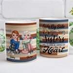 Personalized Side By Side Or Miles Apart Sisters Will Always Be Connected By Heart White Ceramic Mug
