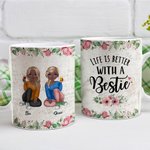 Personifierad Livet är bättre med Besties Systrar Vänner Vit Keramikmugg Kvinnor Vänskap Kaffemugg