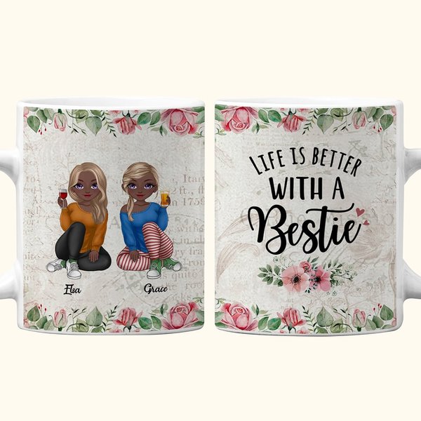 Personalizzato La vita è migliore con le sorelle Bestie Amici Tazza di ceramica bianca Tazza di caffè dell'amicizia delle donne