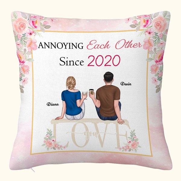 Gepersonaliseerd Koppel Zitten op Stoelen Cheers Flower Home Decoratie Love Chair Elkaar Vervelen Kussenhoes Cadeaus voor Koppels Sofa Decor