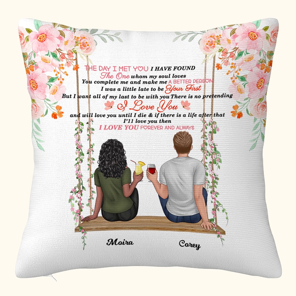 Personalizzato La coppia Swing Flower I Love You Forever And Always Throw Pillow Cover regalo di San Valentino
