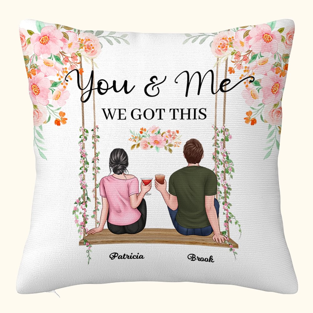 Personnalisé amoureux Couples fleur la balançoire vous et moi nous avons ce coussin jeter taie d'oreiller amoureux cadeau décoration de la maison