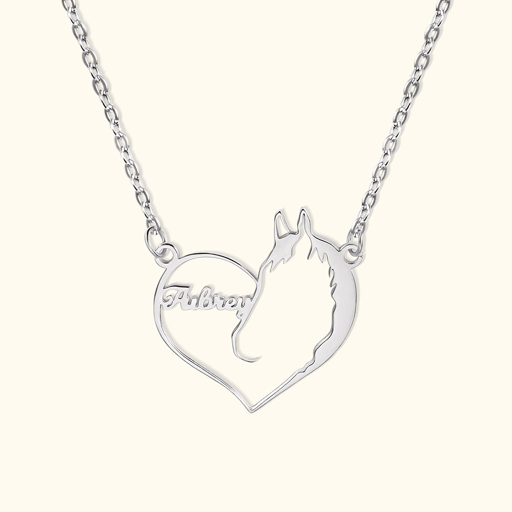 Collier Pendentif Personnalisé en Forme Coeur Cheval Chat Chien Cadeau pour Amoureux des Animaux