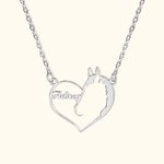 Collier Pendentif Personnalisé en Forme Coeur Cheval Chat Chien Cadeau pour Amoureux des Animaux